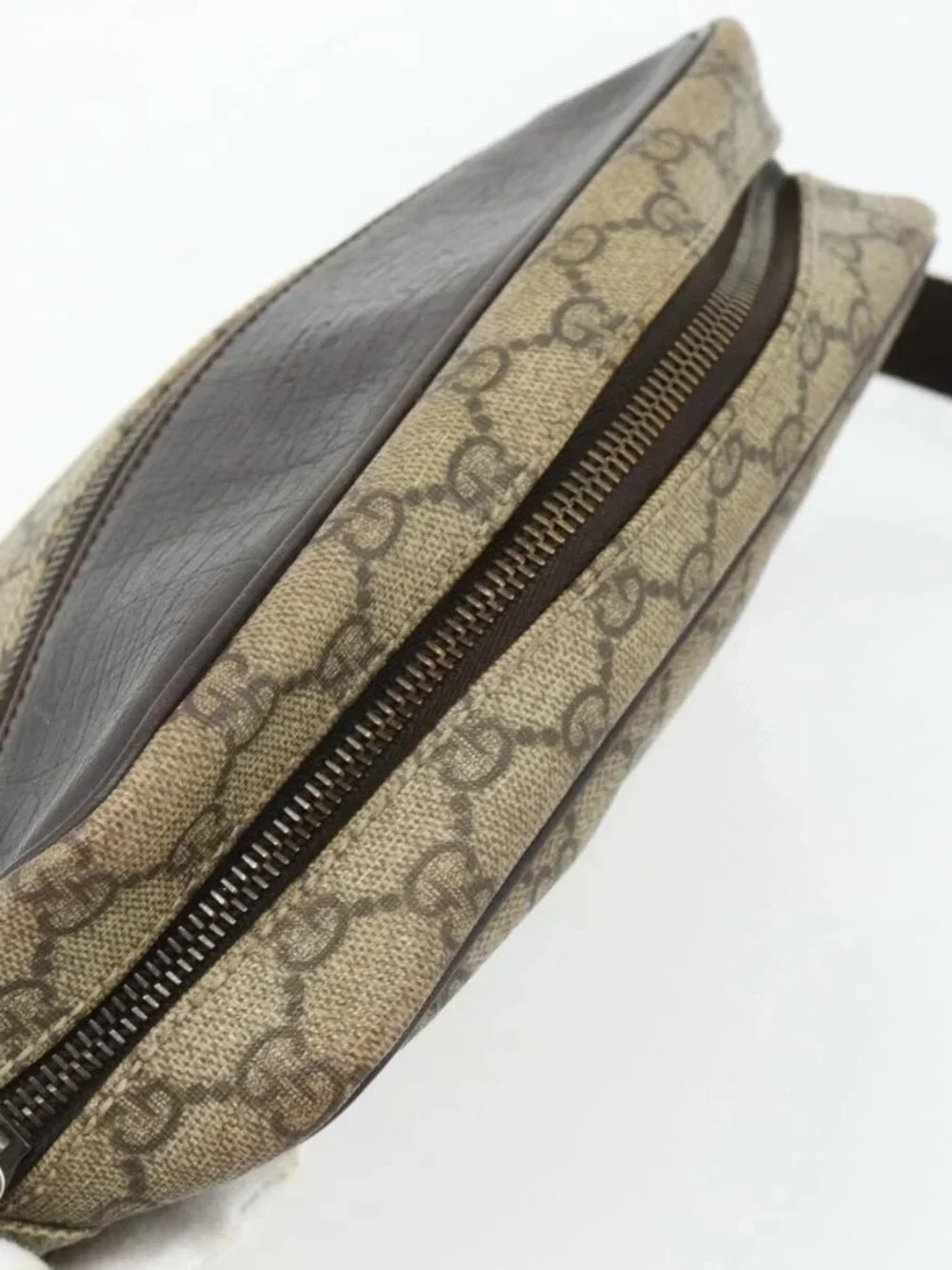 GUCCI GG Supreme Shoulder Bag PVC Beige Silver 114291 Auth
